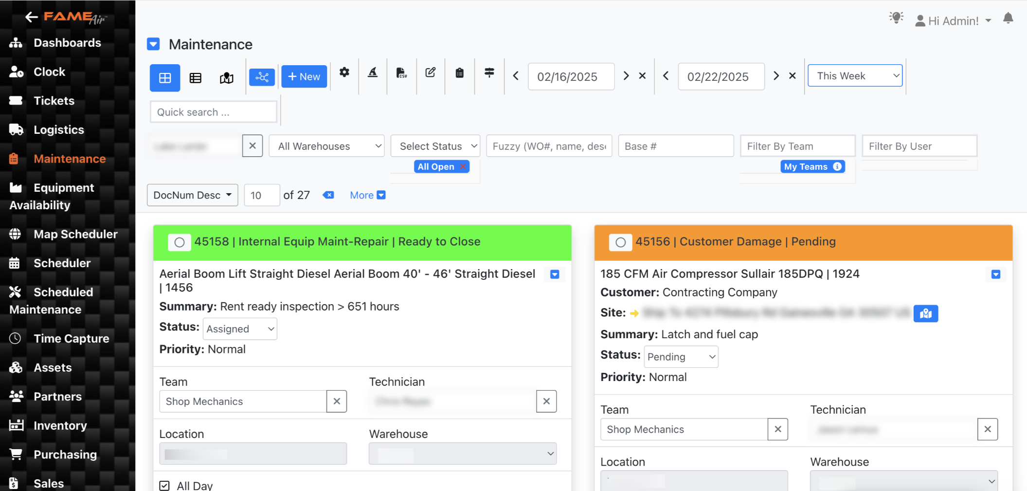 screenshot of Fame Rental